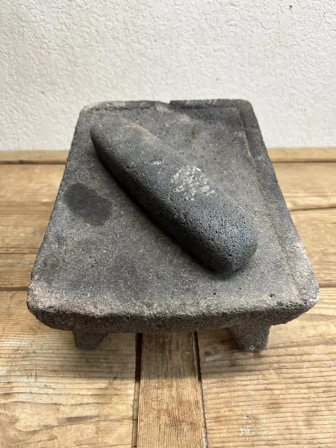 Antique Metate #1-Grinder-Rustic-Complete-Old Mexican--Primitive-10x14x9