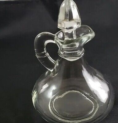 MCM Cruet  Decanter Clear Glass  with Glass Bottle Stopper Vintage simplistic