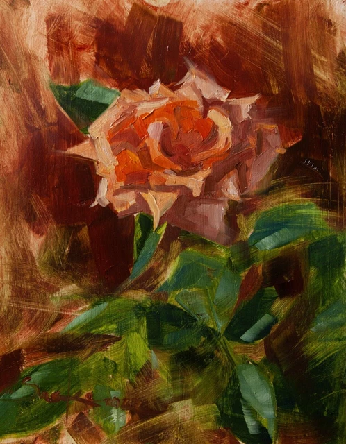 Pittura originale a olio di rose Pittura impressionista floreale Arte fatta...