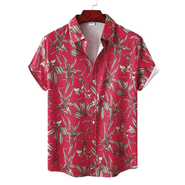 Camicia Abbottonata Camicetta T-Shirt Da Uomo Manica Corta Estate Tropicale A