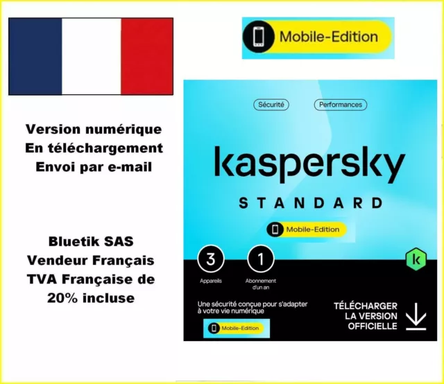 Pour ANDROID - Mobile Edition - Kaspersky Standard 2024 - 3 App Android - 1 An