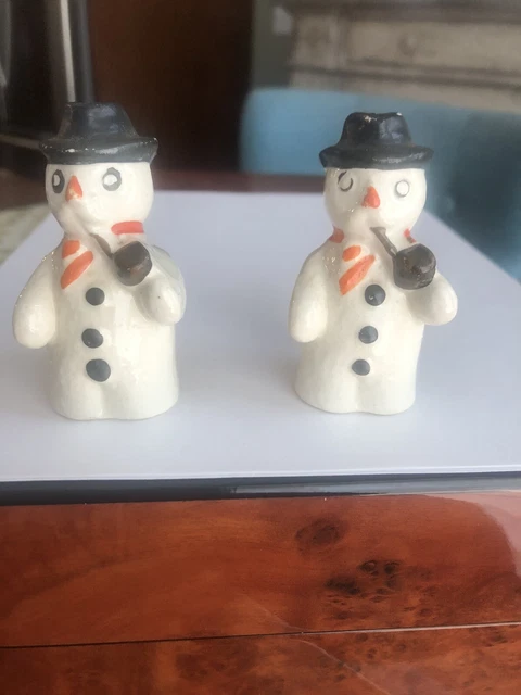 Vintage Salt Pepper Snowman Shakers With Pipe , Top Hat And Scarf Vintage Salt Pepper Snowman Shakers With Pipe , Top Hat And Scarf