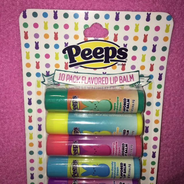 Marshmallow PEEPS 10-ct Lip Balm Vanilla ~  Cotton Candy ~ Grape ~ NEW~FREE SHIP