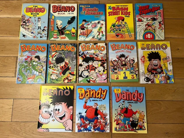 The Beano & Dandy Annual Bundle X13 1970s - 2020 Mixed Lot Comics Job Lot