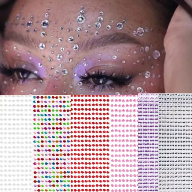 Acryl Kristall Edelsteine Bling Perlen Augen Gesicht 3D Sticker Makeup Tattoo ~