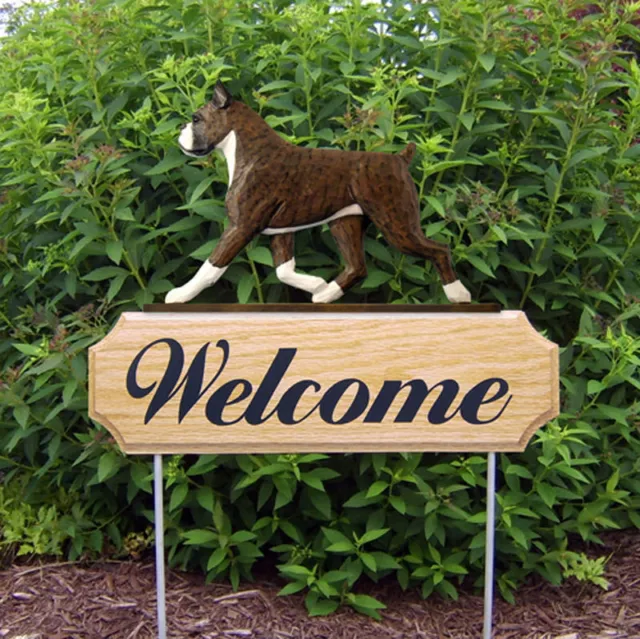 Boxer Welcome Sign Wood Outdoor Sign Brindle