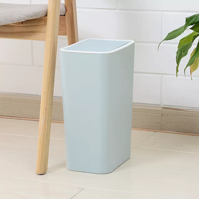 Trash Can with Press Top Lid Slim Space-Saving Waste Container for Narrow Spaces