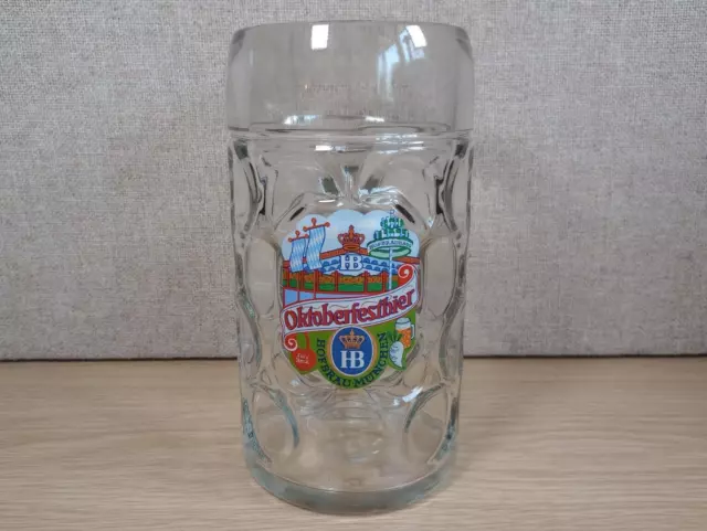 HB Oktoberfest Hofbrau Munchen Large 1L Glass Beer Stein Tankard Oktoberfestbier