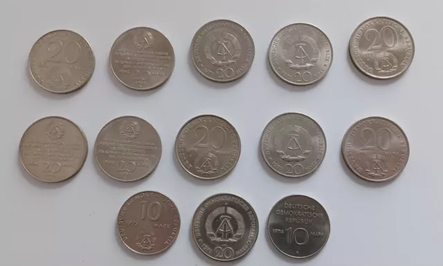 Konvolut DDR Münzen  10 20 Mark  guter Zustand