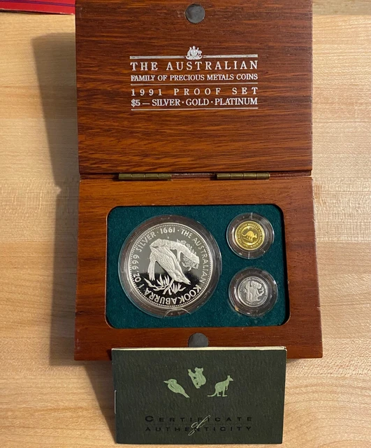 1991 Proof Set - Silver, Gold & Platinum - Family of Precious Metals- Perth Mint