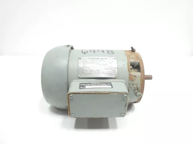 Siemens-allis 123 RGZF Indcution Motor 143tcz 3ph 1/2hp 855rpm 5/8in 230/460v-ac