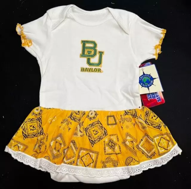 Baylor Bears Newborn Baby Girl Bandana Bodysuit Dress 12 Months New