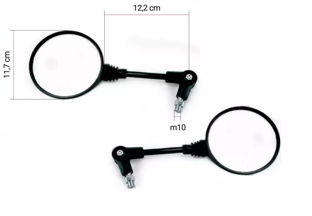 Coppia Specchietti Manubrio Moto Enduro Cross Specchi Retrovisori Regolabili M10