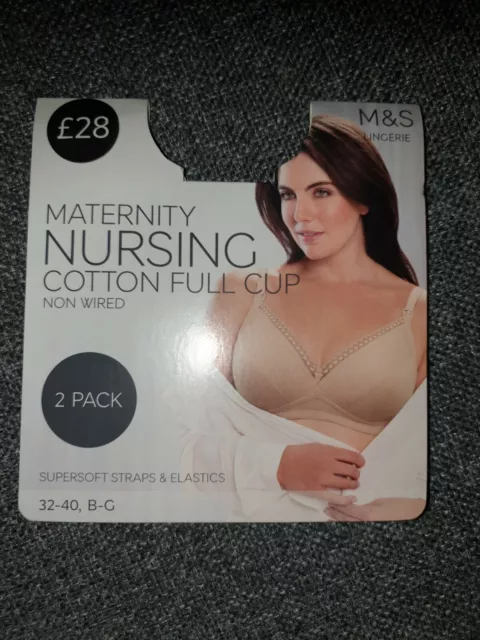 Marks & Spencer Lightly Lined Non Wired Full Coverage Maternity / Nursing  Bra (Pack 2) - Black Opaline