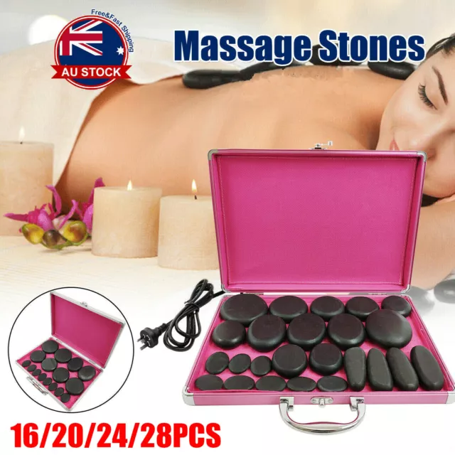 16/20/24/28PCS Hot Massage Stone Basalt Stones Set Rock SPA Massage Box Kit