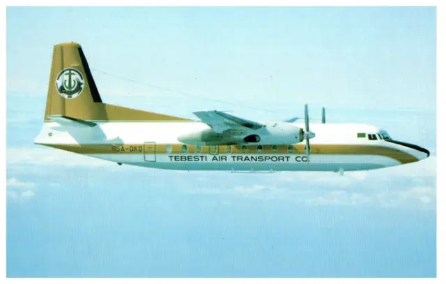 Tebesti Air Transport Co Fokker F27 Mk600 Airplane Postcard