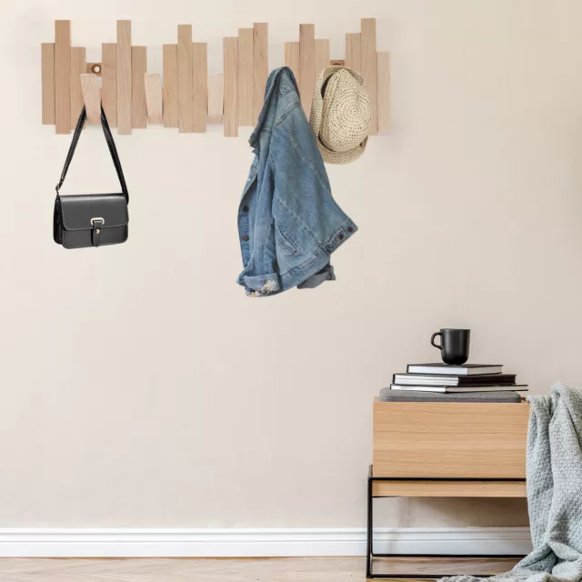 Wooden Clothes Hanger Wall Mounted Hat Cap Key Holder Handbag Storage Hook Rack