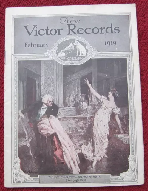 February 1919 Victor Records Catalog "Tosca" Lithograph cover Ishpeming Mi~mr