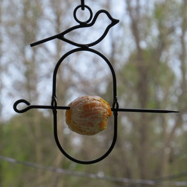 ORIOLE ORANGE FEEDER - Amish Hand Forged Wrought Iron Bird Perch USA HANDMADE