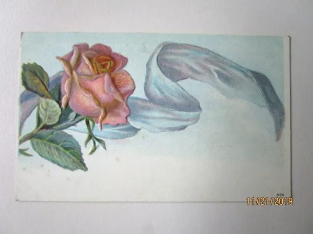 Greetings Floral Embossed Post Card #990- Unposted- c19100's - H21