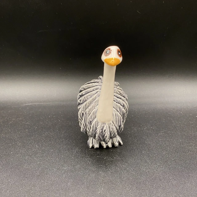 Hand Painted Ostrich Ceramic Figurine Glazed Grey BeautifulHandmade Art Pottery