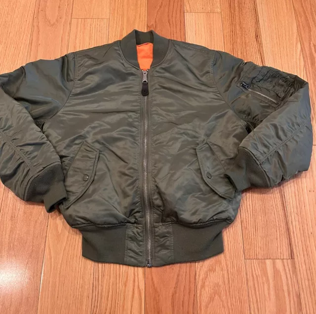 Vintage Alpha Industries MA-1 Bomber Flight Jacket Reversible Men’s Size Small