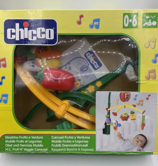Chicco Musical Cuna Móvil Colores Brillantes Personajes de Frutas y Vegetales Música de Cuerda