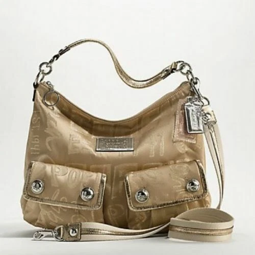 Coach 15304 Purse Shoulder Bag Messenger Poppy Pop CC Story Patch Signature Gold