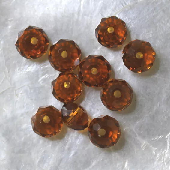 10 CITROUILLES  -  Cristal de Bohême  -  4 X 6 MM  -  SMOKED TOPAZ