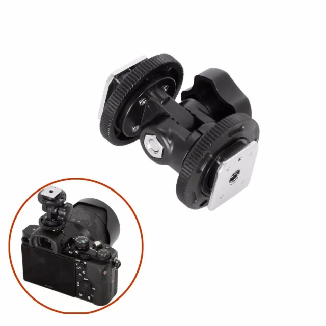 Dual Hot Shoe Adapter Bracket Holder Mount For Video Light DSLR Camera Adapter