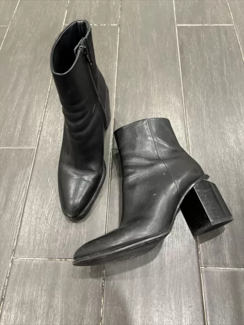 Alexander Wang Gabi Black Leather Cut-out Heel Boots Size 38