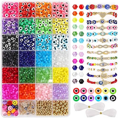 Evil Eye Beads for Jewelry Making,  Evil Eye Bracelets Making Kit with