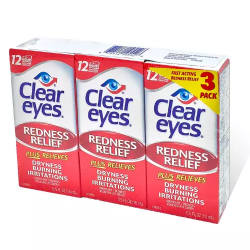 Clear Eyes Lubricant /Redness Relief Eye Drops Drying, Burning 15ml x 3 Bottles