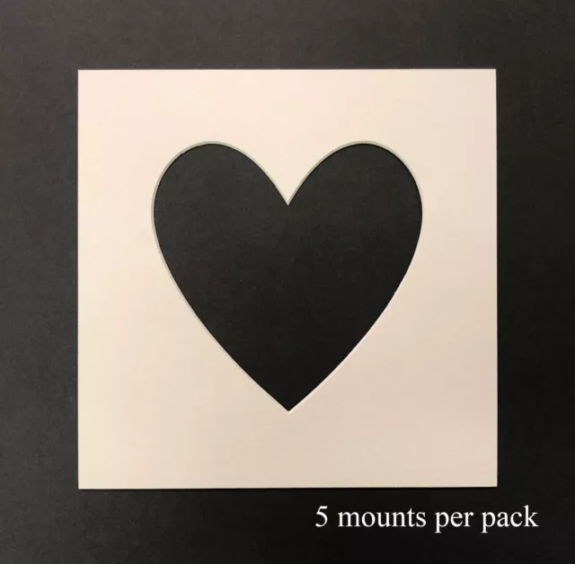 8 x 8 inch Heart Shaped  Mounts to fit 6 x 6 inch  Photo & Picture - 5 PACK
