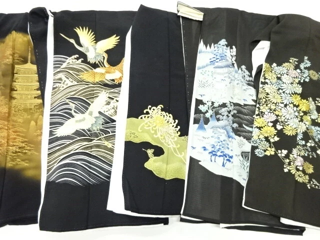 40931# Japanese Kimono / Antique Tomesode / Set Of 5