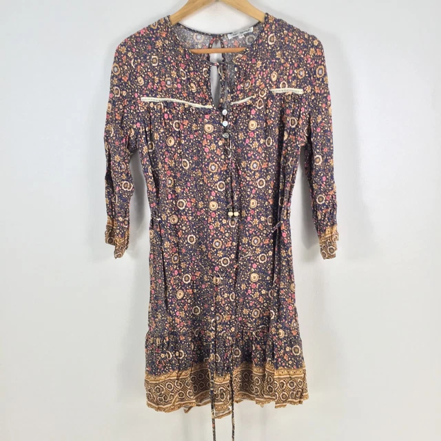 VINE APPAREL WOMENS dress size shift blue floral 3/4 sleeve