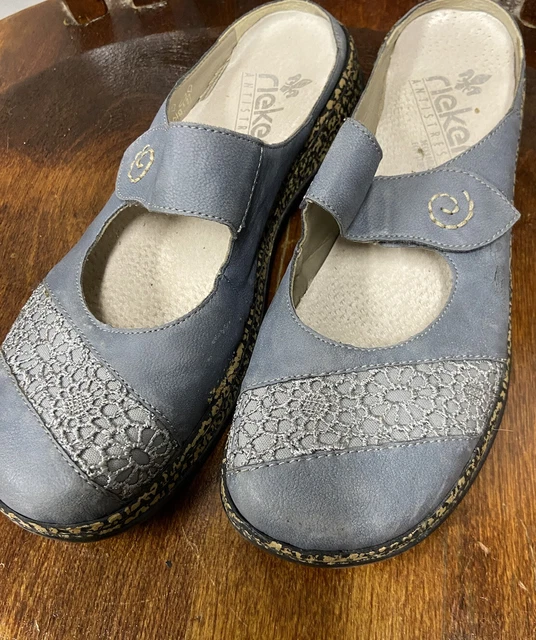 RIEKER Anti Stress mules embroidered design EU 40 US 10