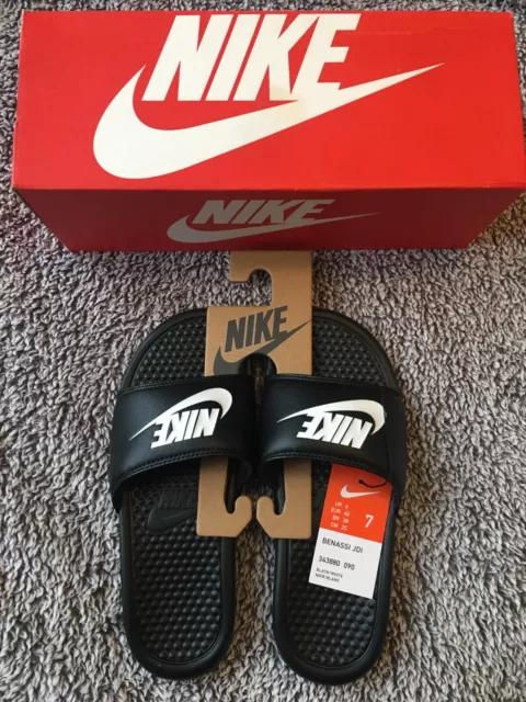 Nike Benassi JDI Black Slides Sliders SIZE UK 6 EUR 40 Slip On Brand New In Box