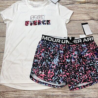 Under Armour Youth Large (14/16) Stay Fierce Athletic Shorts Outfit Set NEW