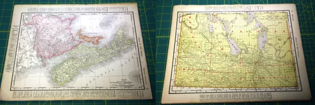 Maritime & Manitoba Canada - Rare Original Vintage 1898 Antique World Atlas Maps