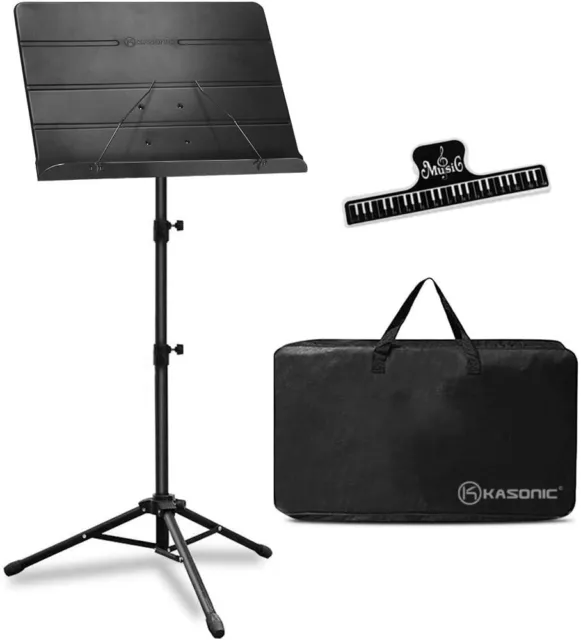 Professional Sheet Music Stand with Portable Carrying Bag and Sheet Clip Holder