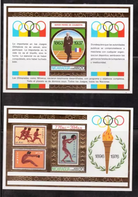 Nicaragua,2 Souvenir Sheet,Olympics XXI Montreal Canada,MNH