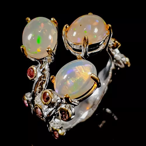 Unique Natural Opal Ring 925 Sterling Silver Size 9 /R348609