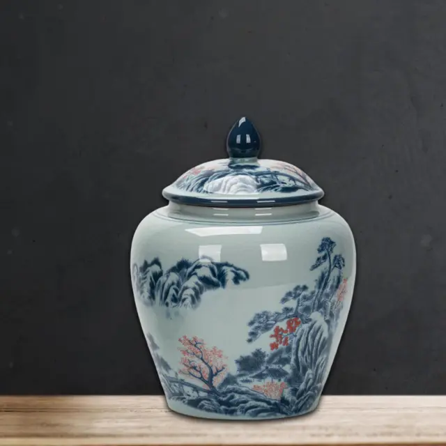 Blue White Porcelain Ginger Jar Vase Room Decor Ancient Chinese Delicate
