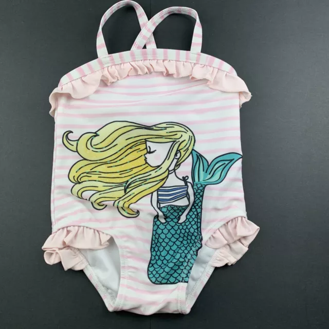 Girls size 1, Sprout, striped swim one-piece, mermaid, GUC