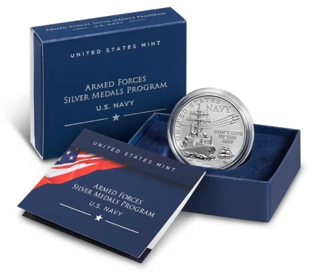 2023 U S Navy One-Ounce Silver Medal Box COA & US Mint Box NO COIN