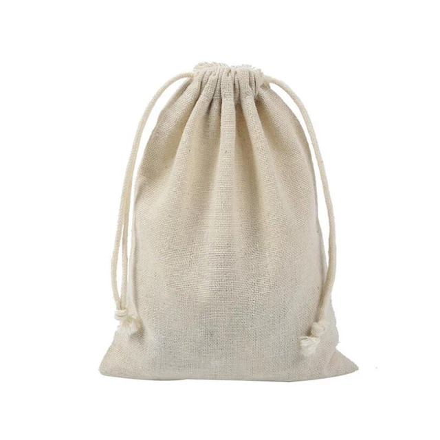 10Pcs Wedding Party Hessian Jute Burlap Gift Bags Drawstring Pouch Jewelry Bags