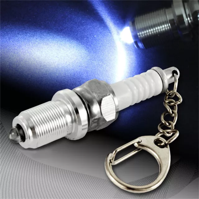 1x Spark Plug Led Light Key Chain Keychain Cool Gift Car SUV Truck Accessories