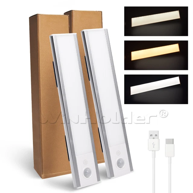 2X LED MOTION Sensor Light USB-C Rechargeable PIR Night Magnet Cabinet ...