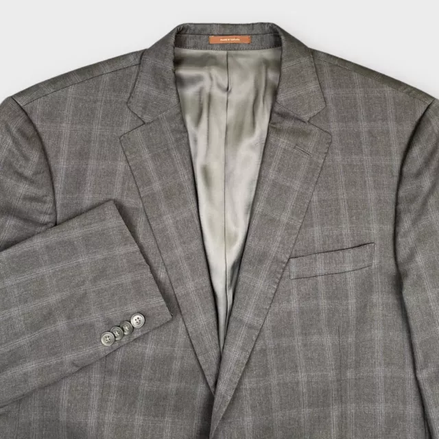 Peter Millar Mens 42R Wool Windowpane Plaid Blazer Sport Jacket Gray Canada